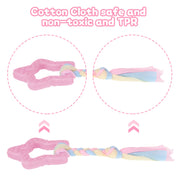 5 Pack Puppy Chew Toys for Teething Small Dogs,Pink Rubber Puppy Teething Toys Plush Squeaky Dog Toys for Cleaning Teeth Interactive Pet Doggy Bone Toys
