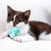 Funny Cat Toy Stretch Ball Built-In Bell Fuzzy Cats Creative Colorful Interactive Toy Christmas Cat Toy Balls for Indoor Cats and Kittens