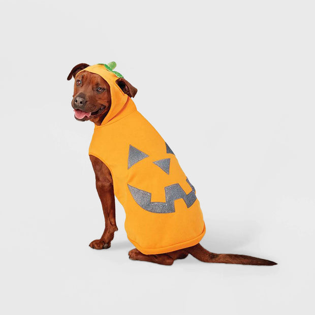Jack-O'-Lantern Pumpkin Reflective Halloween Hoodie Dog and Cat Costume