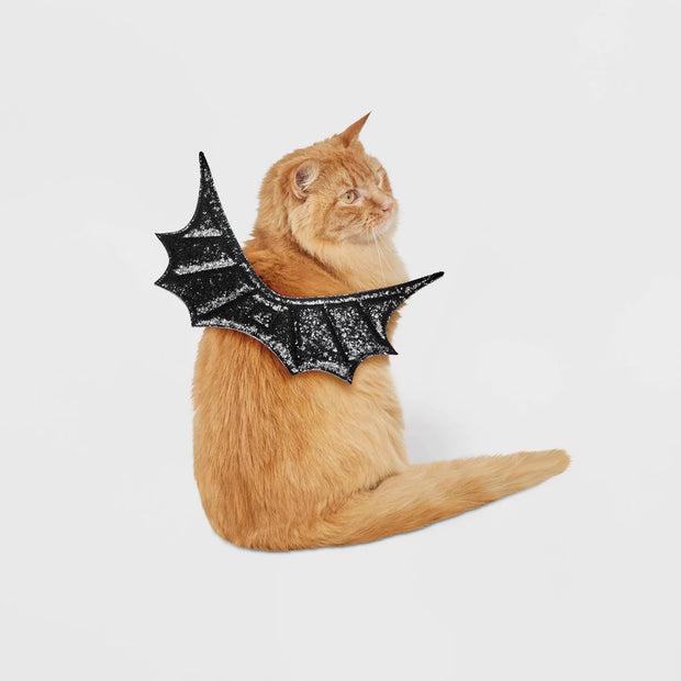 Glitter Wings Halloween Cat Costume Black