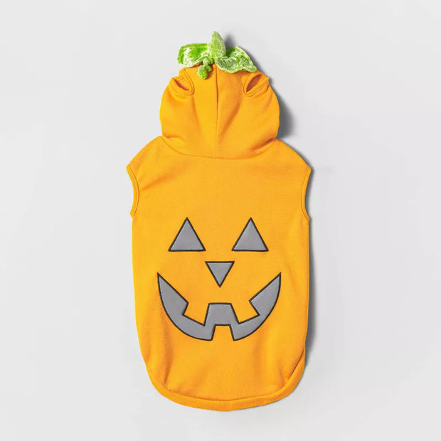 Jack-O'-Lantern Pumpkin Reflective Halloween Hoodie Dog and Cat Costume