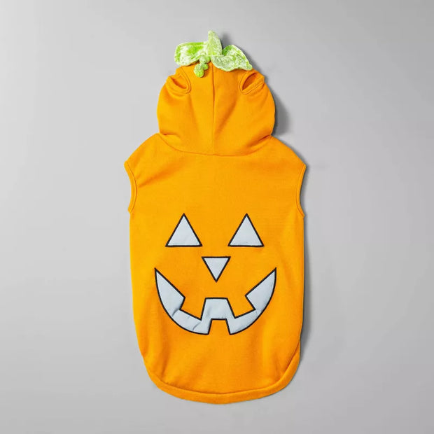 Jack-O'-Lantern Pumpkin Reflective Halloween Hoodie Dog and Cat Costume
